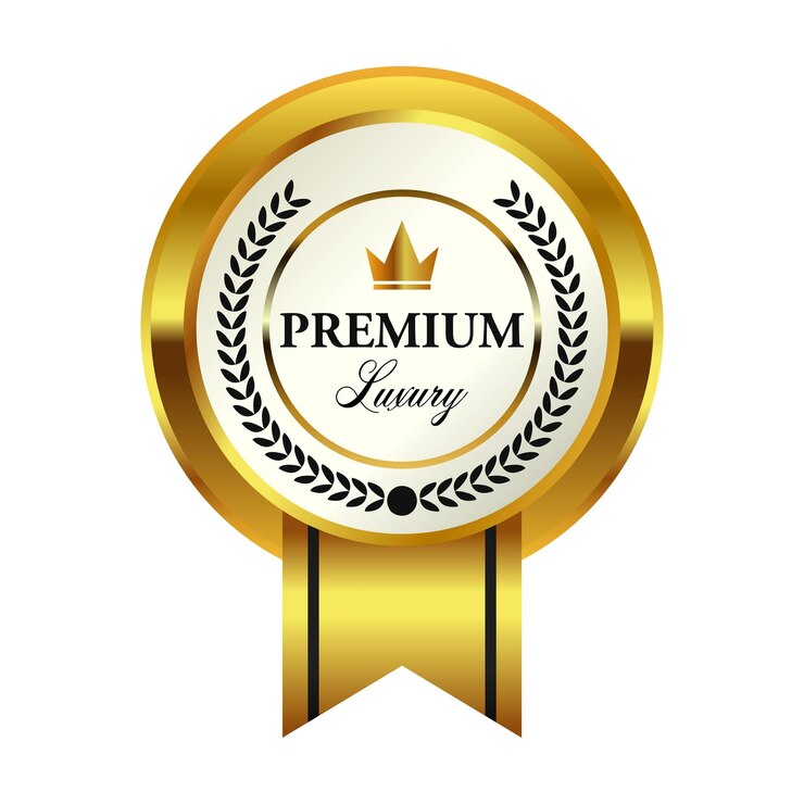 a gold award with a crown on it