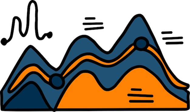 A graph with a line going up and a box with a number on it