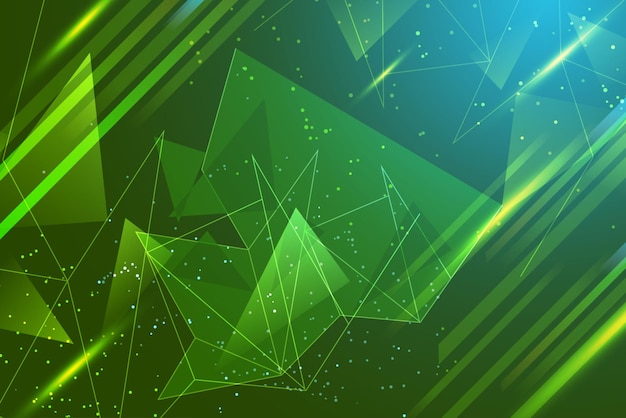 a green abstract background with a green and blue geometric pattern