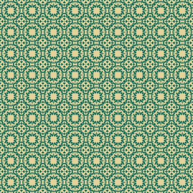 a green and gold background with a pattern of geometric shapes.