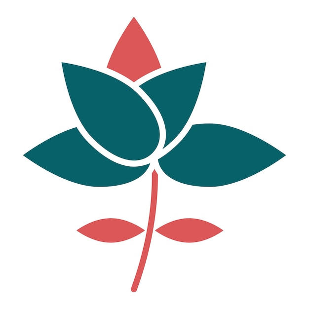 a green and red flower with a green leaf that says  the symbol for the lotus