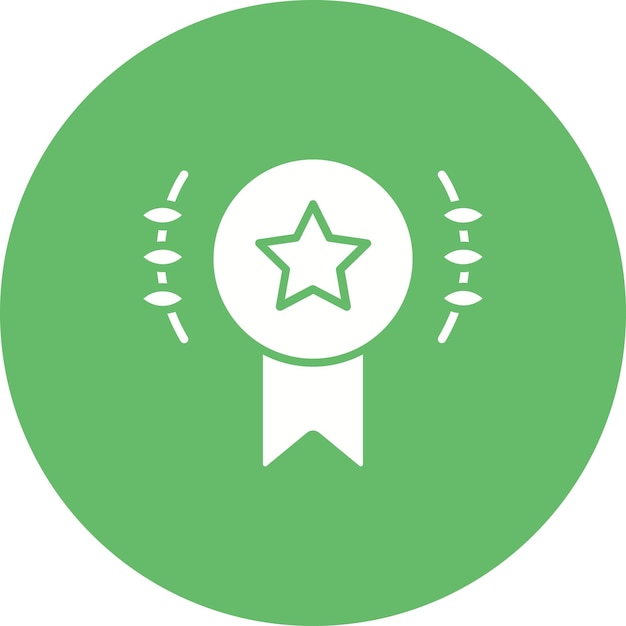 a green circle with a ribbon on it