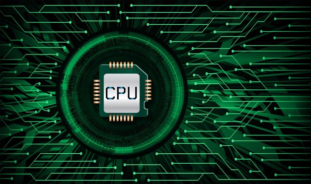 A green circuit board with the word cpu on it.