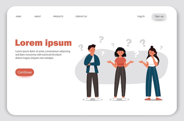 a group of people with questions illustration of communication of people in search of solutions to problems use in webprojects and applications collective thinking