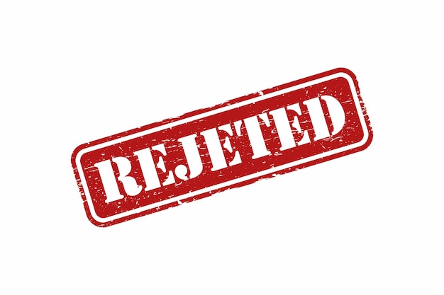 a grunge red grunge stamp with the word rejected in white background.