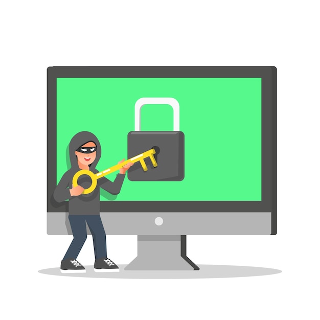 A hacker trying to break into the security system