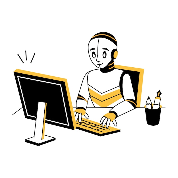 A hand drawn illustration of an office robot