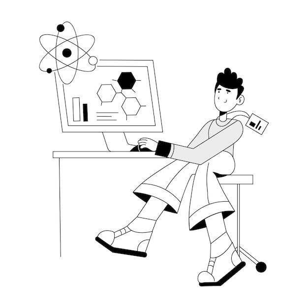 A hand drawn illustration of lab assistant