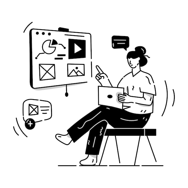 A hand drawn vector of web presentation