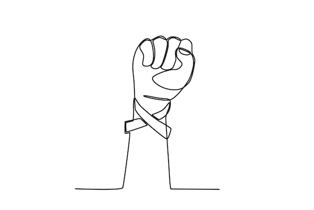 A hand fighting AIDS World AIDS day oneline drawing