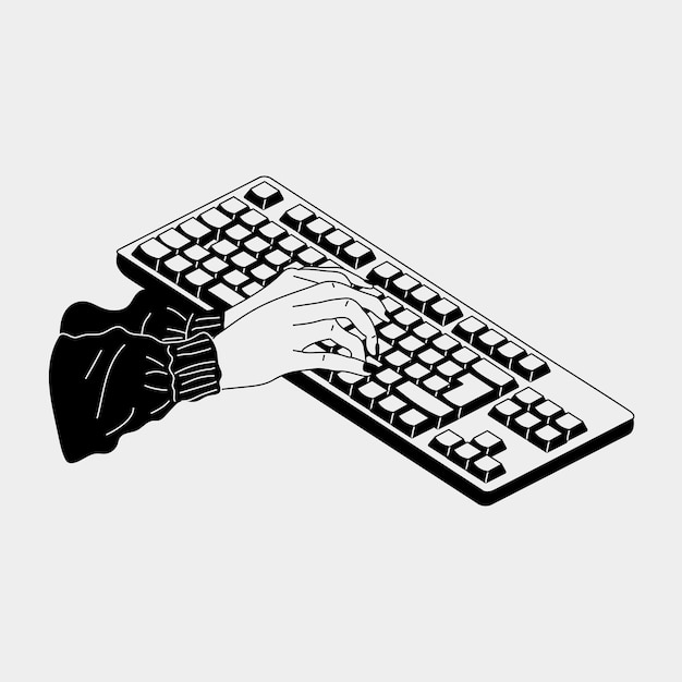 a hand is typing on a keyboard with a hand on the keyboard