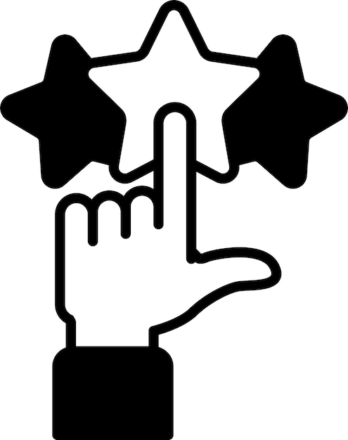 A hand pointing to three stars