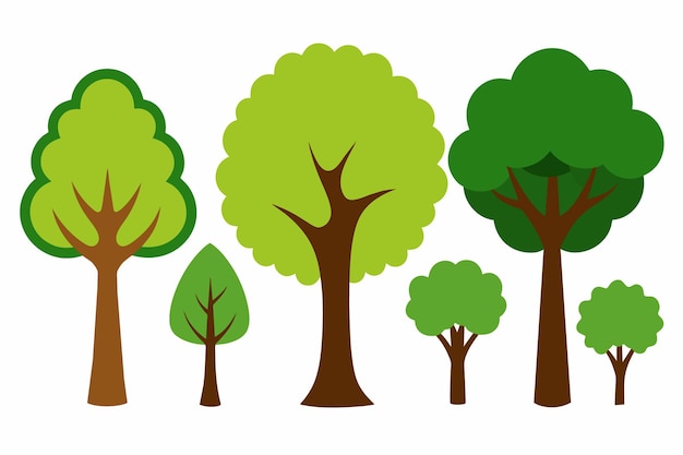 a line of trees with different colors and a line of trees