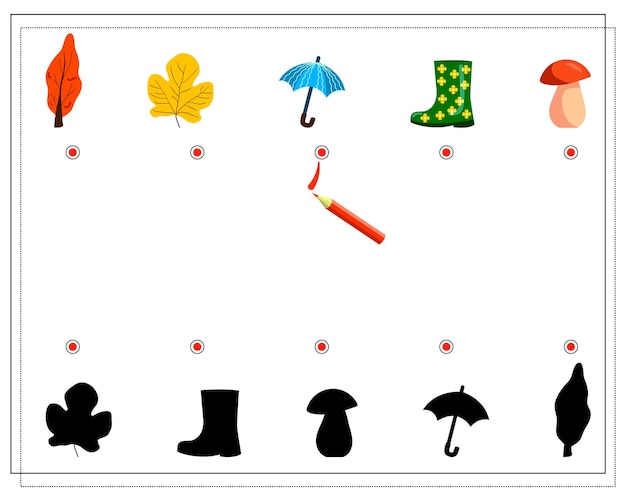 A logical game for children find the right shade for autumn elements a mushroom