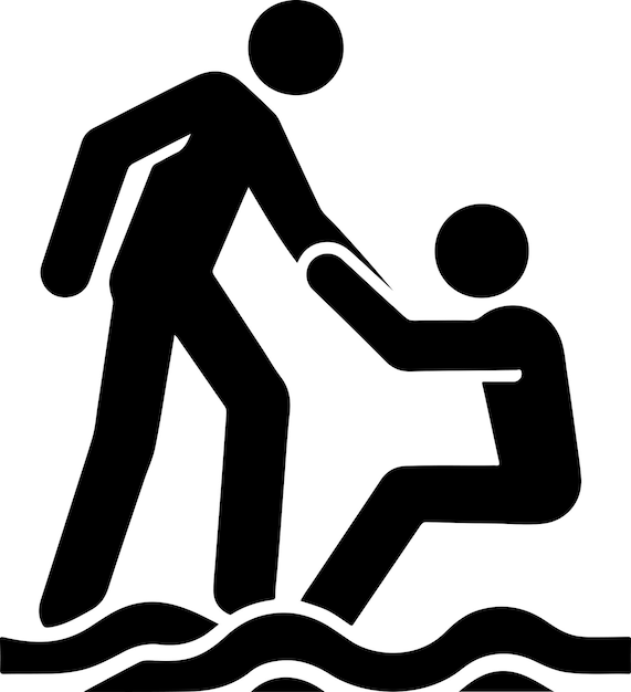 a man help other man vector icon black color silhouette white background 26