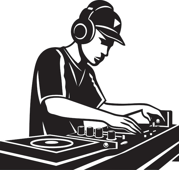 a man is working on a dj set up