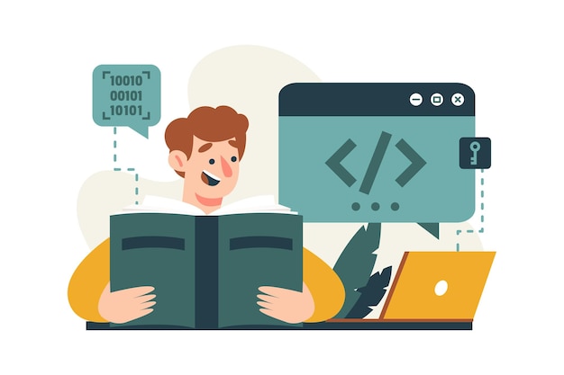 A man learning about programming