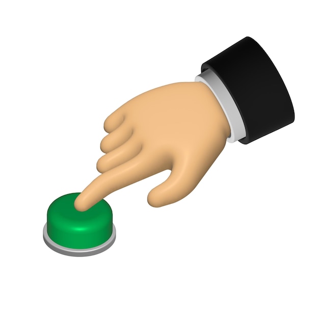 A man pressing switch on 3d button concept vector illustration