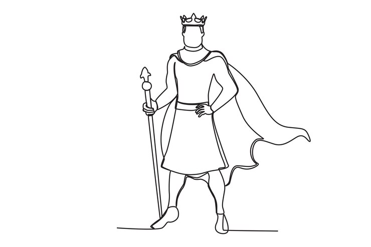 Vektör a man wearing full royal attire king oneline drawing