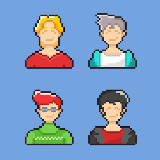 a man with half bodies in pixel art style