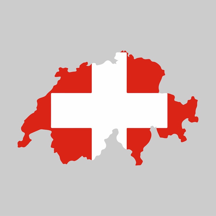 Vektör a map of the swiss with the flag on it
