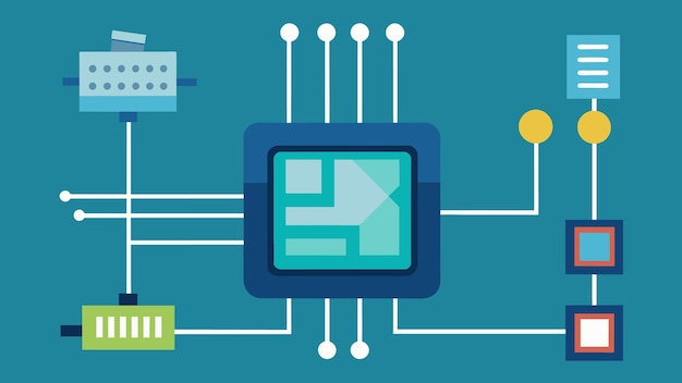 A microchip being programmed by an ai algorithm within a manufacturing machine ensuring accurate and