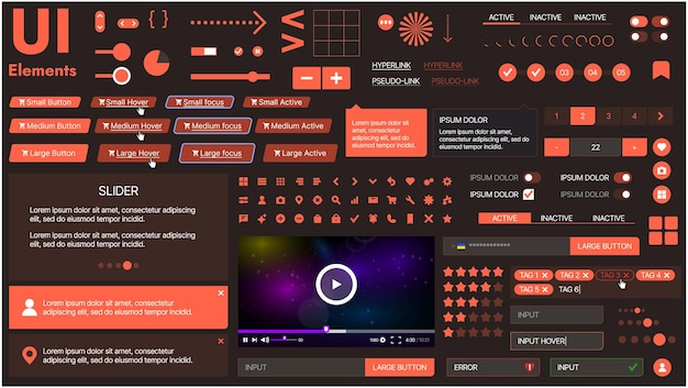 A modern UI kit featuring a collection of buttons icons navigation menus and responsive design