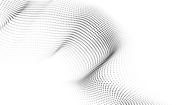 A moving 3d wave Futuristic white background with dynamic black particles The concept of big data Cyberspace Vector illustration