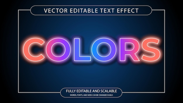 A neon light with the word colors on it