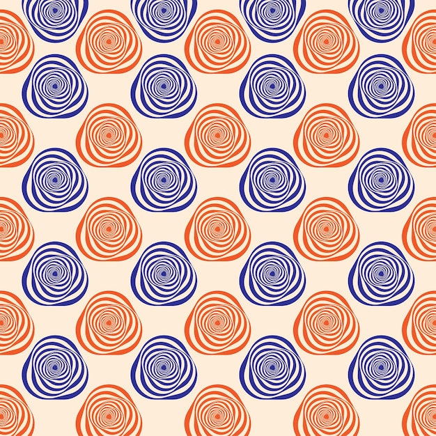A opticlal geometric orange and blue spiral pattern