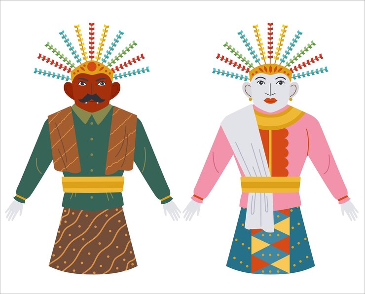 Vektör a pair of ondel ondel from dki jakarta indonesia
