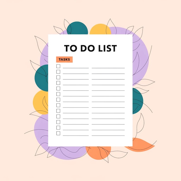 a paper with a colorful design on it that says to do list