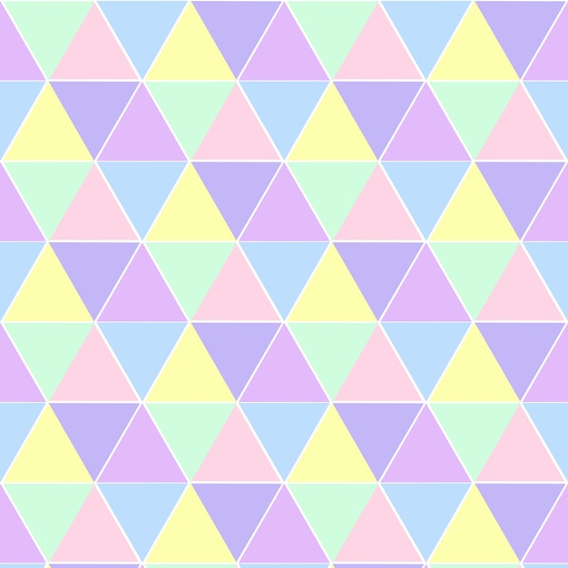 a pattern of triangles of pastel colors of purple green pink