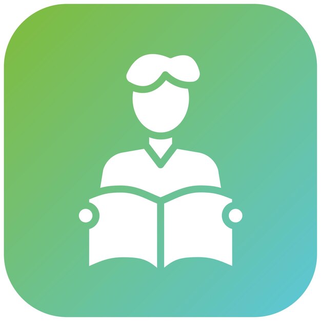 a person reading a book with a green background