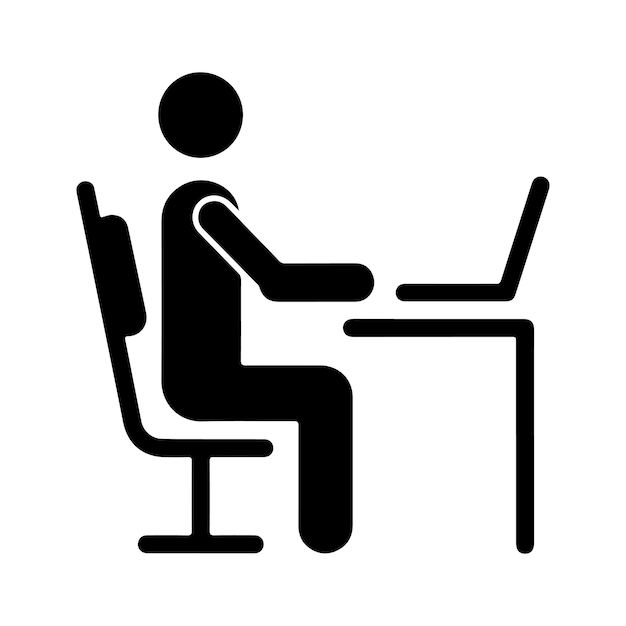 A Person working on laptop at desk silhouette icon