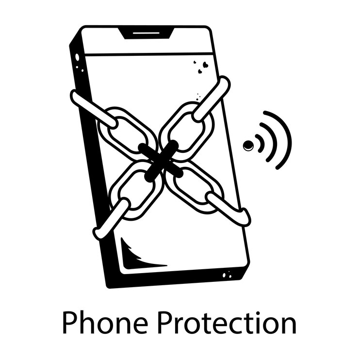 Vektör a picture of a phone that says phone protection protection