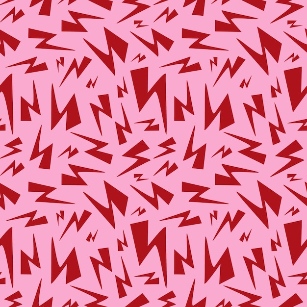 A pink and red pattern of lightning bolts
