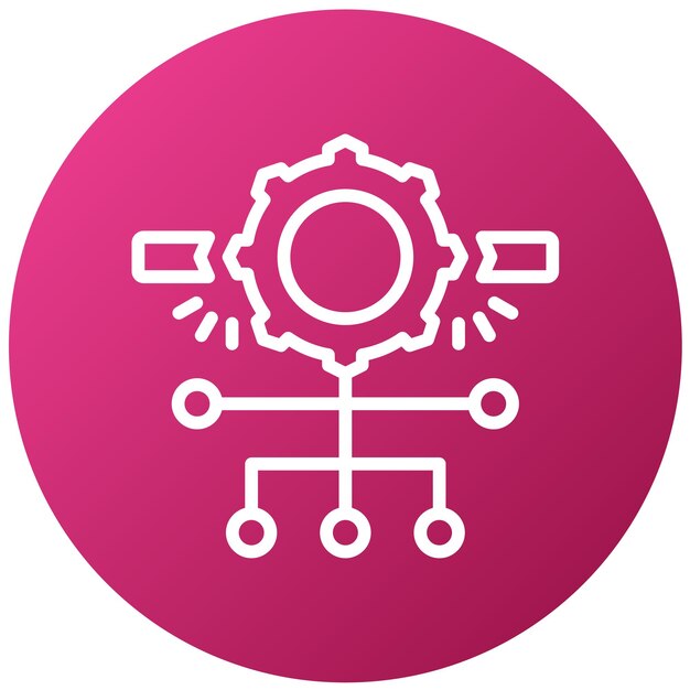 a pink circle with a white background with a circle and the word gears on it