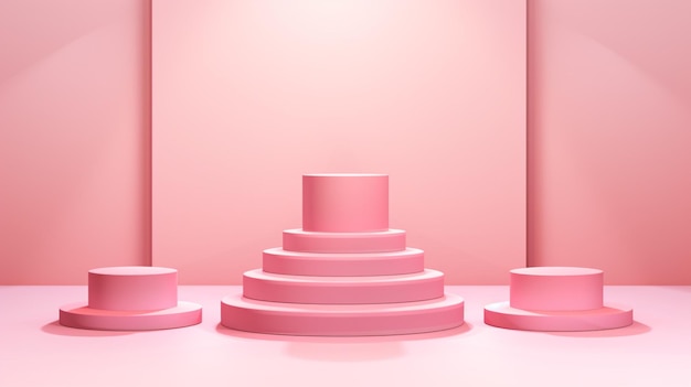a pink podium with a pink wall and a pink podium with a pink wall behind it