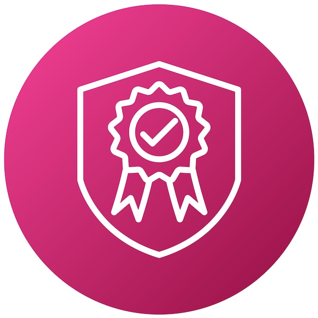 a pink shield with a gold medal on it