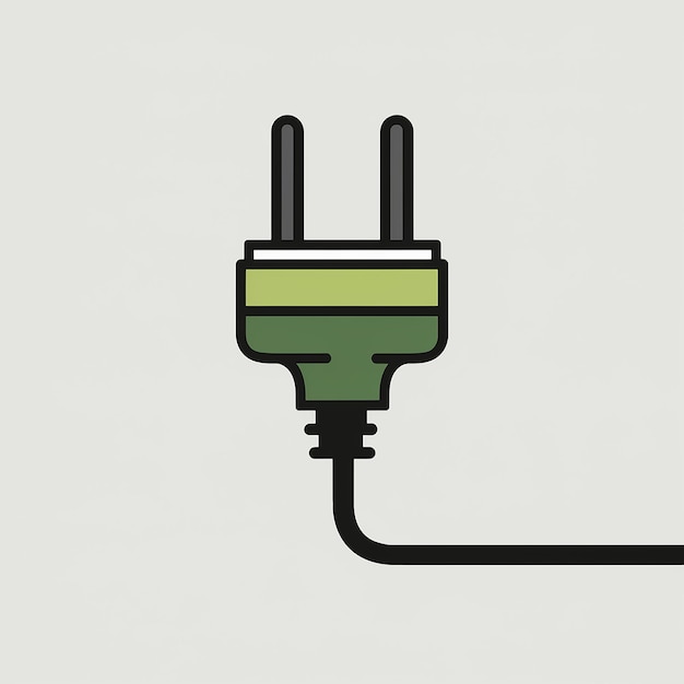 a plug with two pins predominantly in green and black colors