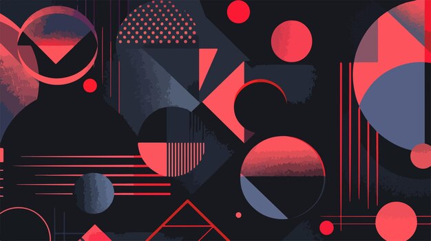 a poster with a red and black background with a red circle and a red arrow