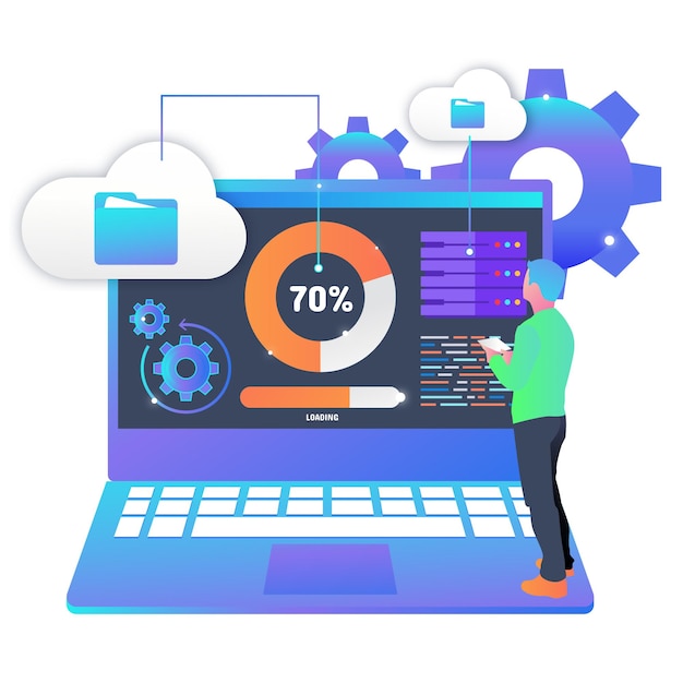 a programmer is working with cloud computing perfect use for landing page