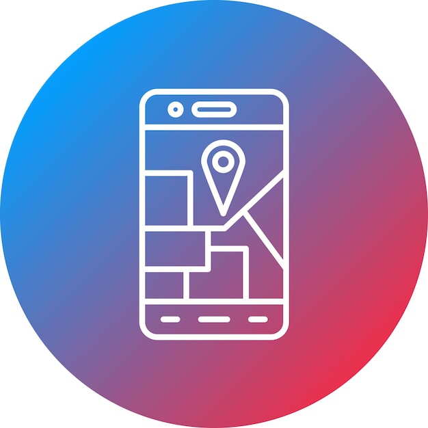 a red and blue cell phone with a red and blue circle around it