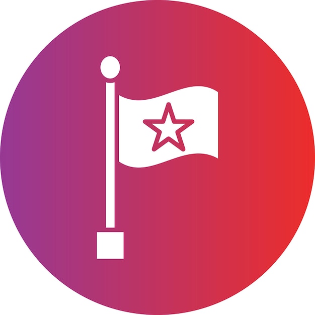 a red and pink flag with a red circle with a star on it