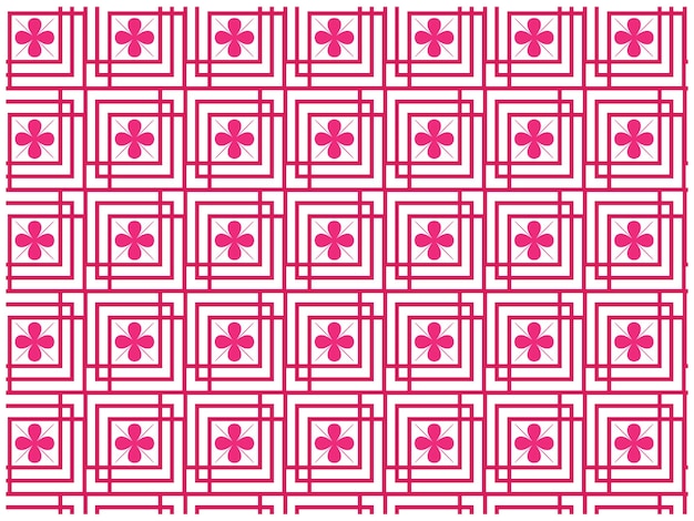 a red and white pattern with a red flower on the top