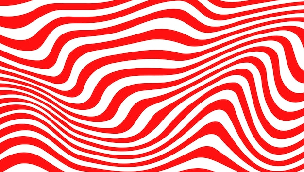 A red and white striped background with a wavy pattern.