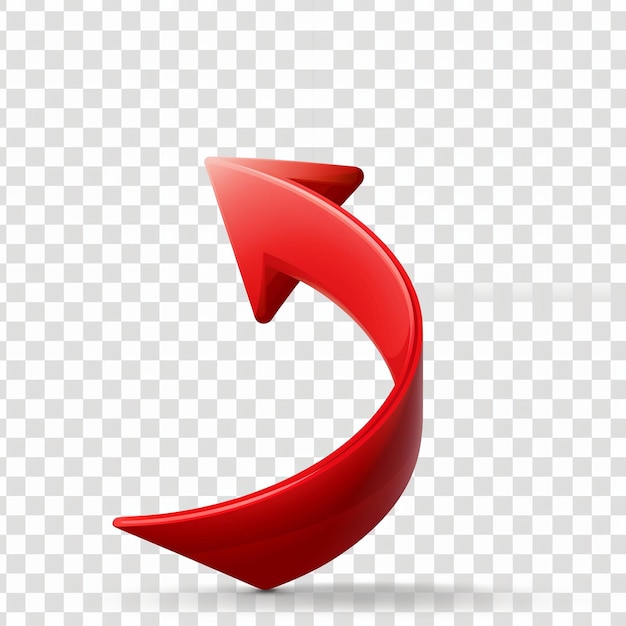 A red curved arrow on a transparent background