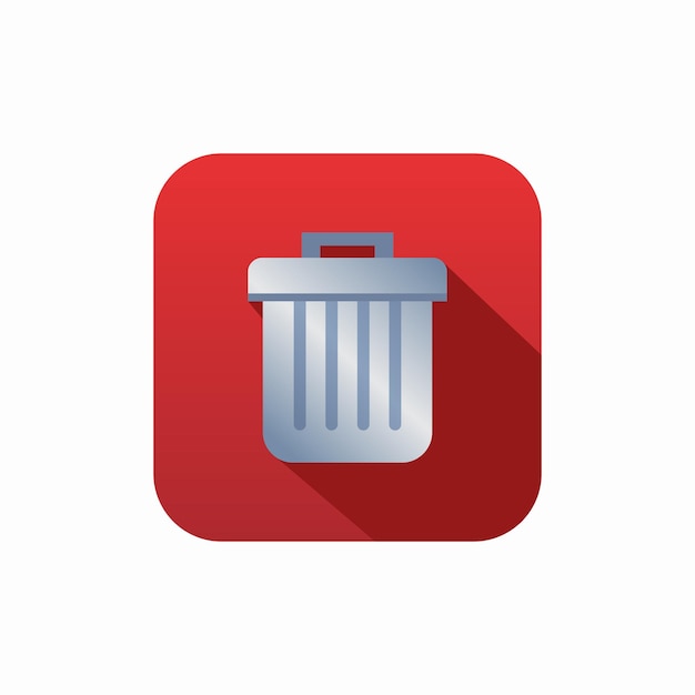 a red square with a trash can icon that says trash can.