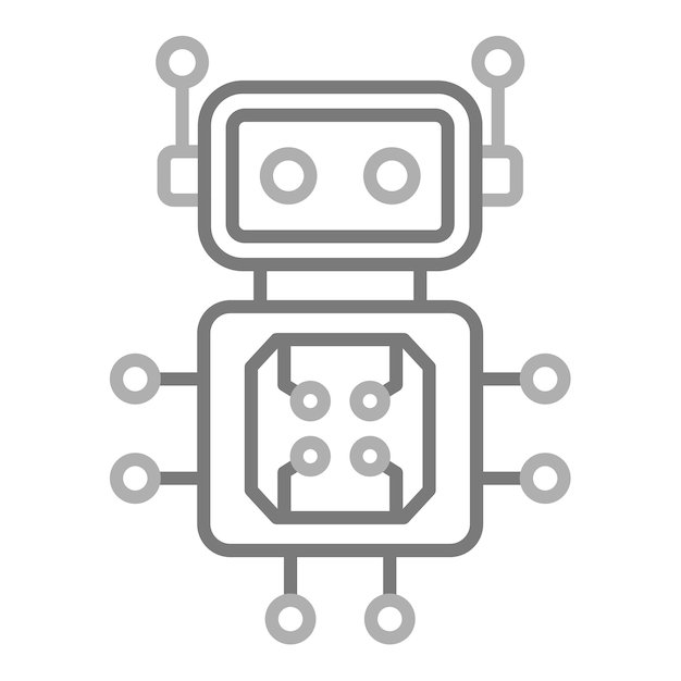 a robot with a white and gray colored line around it